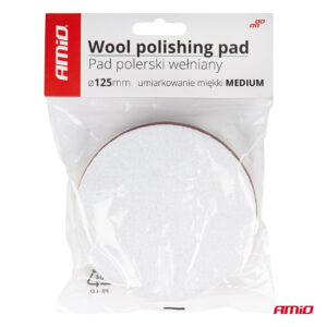 Pad polerski wełniany futro polerskie medium średni na rzep 125 mm AMiO-03705